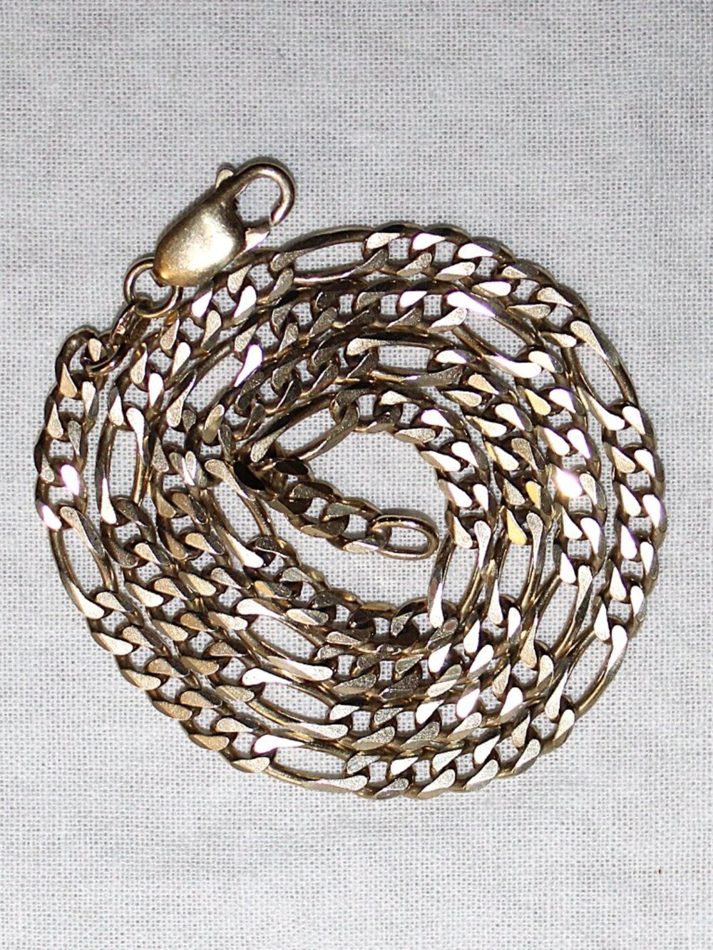 Sterling Silver Gold Tone Figaro Chain Necklace 17 Inches